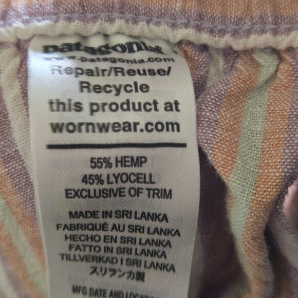 Patagonia Garden Island Pants Pull On Wide  Slit Cropped Pockets Hemp Size XL - Picture 9 of 10